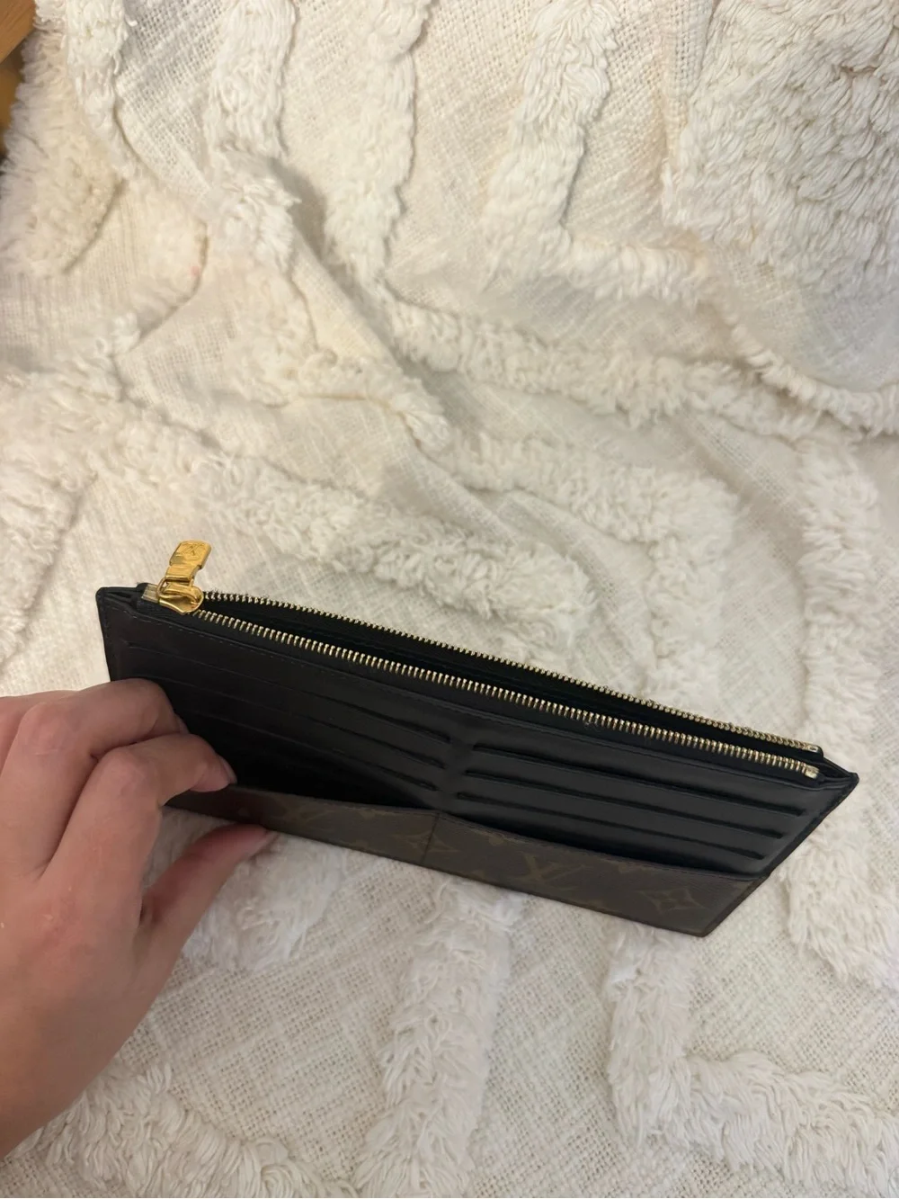 Louis Vuitton Brown Monogram Slim wallet  with Black Trim